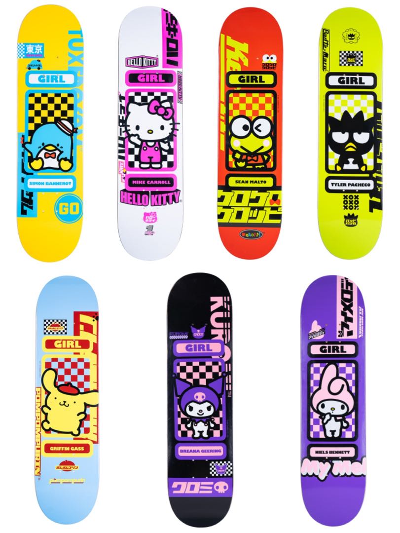 Girl 滑板 X Sanrio hello kitty & sanrio & KUROMI 滑板 三麗鷗